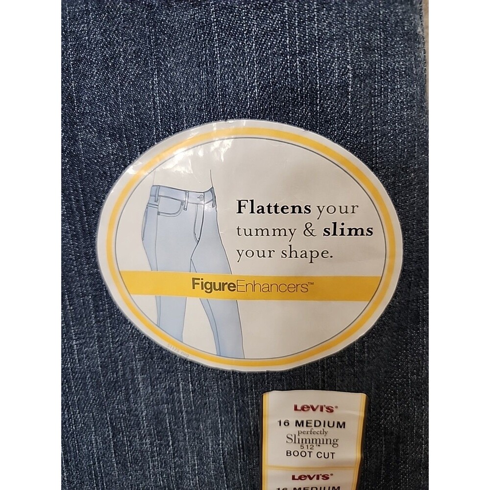 Levis 512 Perfectly Slimming Bootcut Jeans Women 16 Blue Medium Wash Stretch NEW - Picture 4 of 10